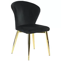 Тапициран кадифен стол със златни крака, комплект от 4 стола, цвят: черен или светло сив
