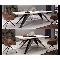Udtrækkeligt rektangulært spisebord - 140/190/240 cm, bordpladens bredde: 80 cm, højde: 76 cm, moderne sorte eller hvide metalben, slidstærk lamineret bordplade i 6 farvevarianter, 76 cm højde