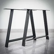 Steel table legs A-type inverted trapezoid shape, wider at the bottom and slightly narrower at the top, height 71 cm, width 80 cm, set of 2 pcs