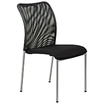 Conference chair in black color with chrome frame, breathable mesh back and upholstered seat, set of 14 chairs