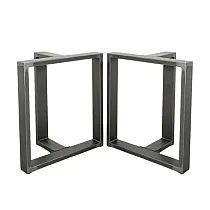 3D industrial steel table legs, rectangular profile, height 45 cm, width 40 cm, depth 17 cm, black with steel look, set of 2