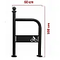 Aparcament per a bicicletes d'exterior de metall amb logotip de bicicleta, estil retro, color negre, dimensions 100x60 cm