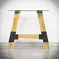 Pine wood table legs in A-shape with steel inserts, dimensions 80x71cm, set of 2 pcs.