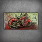 3D-Kunstwerk aus Metall, Wanddekoration – „Rotes Motorrad“, Größe 100 x 50 cm