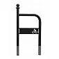 Aparcament exterior per a bicicletes de metall d'acer amb logotip de bicicleta, color negre, ancorat al formigó, mida 100x60 cm