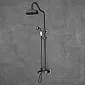 Sistema doccia in stile retrò, ottone, colore nero con elementi bianchi, finitura ceramica, altezza 135 cm