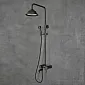 Sistema de dutxa d'estil retro fet de llautó amb dutxa de pluja, alçada 129,5 cm, color negre