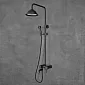 Sistema doccia in stile retrò in ottone con soffione a pioggia, altezza 129,5 cm, colore nero