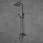 Sistema doccia in stile retrò con soffione a pioggia in ottone, colore nero, altezza 129,5 cm