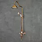 Luxe retro-stijl douchesysteem van messing, antieke bronskleur, keramische afwerking, hoogte 142 cm