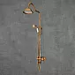 Sistema doccia in stile retrò, ottone, colore bronzo antico, finitura ceramica, altezza 136 cm