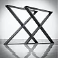 Robuuste metalen tafelpoot X-vormig van staal, hoogte 71 cm, breedte 80 cm, 2 stuks in set