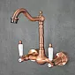 Design wandkraan van messing en keramiek, antiek roségoud effect