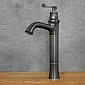 Retro stílusú mosogató csaptelep sárgarézből, fekete színű, magassága 36 cm, kifolyó hossza 13,5 cm