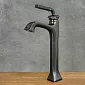 Retro style black bathroom faucet made of brass, height 375mm, spout length 130mm