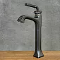 Retro tarzı siyah tek kulplu pirinç banyo bataryası, yükseklik 37,5 cm, çıkış ucu uzunluğu 13 cm