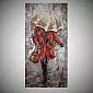 Œuvre d'art en métal 3D « Femme sous la pluie avec parapluie », hauteur 120 cm, largeur 60 cm, poids 8 kg