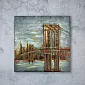 3D metal painting Brooklyn Bridge in twilight, 80x80cm