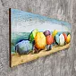 3D metaal schilderij Strand, mensen, parasols 60x180cm