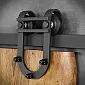 Riel para puerta corredera de hoja única para puertas de madera - Herradura, hasta 130 kg, longitud 2 metros, color negro, fijado a la pared