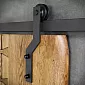 Sistem de usi culisante, negru, din otel, lungime 2 metri, pentru usi de pana la 130 kg, fixat pe perete