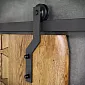 Sistema de riel para puerta corredera de acero, negro, montado en la pared, 2 m, para puertas de hasta 130 kg