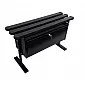Banc de cimetière métallique avec planches en PVC et grand coffre de rangement verrouillable, couleur noire
