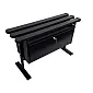 Banco de cementerio metálico independiente con tablas de PVC y gran caja de almacenamiento con cerradura, color negro