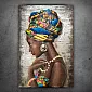 3D metal painting African woman, 80x120cm