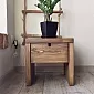 Comodino in legno massello di pino, colore marrone, altezza 40 cm, larghezza 40 cm, profondità 40 cm, set da 2 pezzi