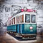 3D Metallmolerei - Tram, Gréisst 100x100 cm