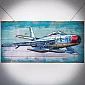 3D metal wall art, wall decor - Blue airplane, dimensions 120x60 cm