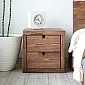 Noptieră din lemn masiv de pin, cu două sertare, formă cubică, înălțime 40, lățime 40, adâncime 40 cm, set de 2 buc.