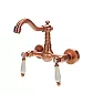Wall-mounted brass faucet, rose gold color, height 17 cm, spout length 15 cm