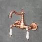 Torneira de latão de parede, cor ouro rosa, altura 17 cm, comprimento do bico 15 cm