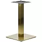 Base de mesa en color dorado, con columna cuadrada, placa de fondo 45x45 cm, altura 72,5 cm, para tableros de mesa 70x70 cm