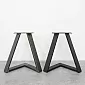 Pieds de table en métal 3D en acier, hauteur 45 cm, largeur totale 46 cm, couleur noire ou effet acier, lot de 2 pcs.