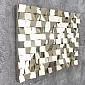 Arte murale 3D Mosaico, colore oro, dimensioni 75x102 cm