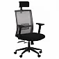Chaise de bureau, chaise d'ordinateur avec réglage en hauteur de l'appuie-tête et des accoudoirs, avec dossier en résille, noir-gris