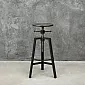 Industriel stil justerbar drejestol, stål-træ konstruktion, 65–95 cm højdeinterval