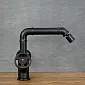 Retro style sink faucet made of brass in black color, height 185mm, spout length 125mm, DARTFORD 2 NISKA