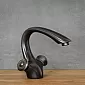 Faucet doirteal airde íseal déanta as práis, dath dubh, airde 16.5 cm, fad gob 14 cm