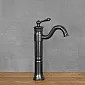 Dřezová baterie v retro stylu z mosazi, barva černá, výška 34 cm, délka výtoku 17 cm