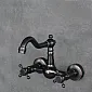 Væghængt klassisk messing vandhane, sort farve, højde 23 cm, tud længde 16 cm
