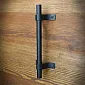 Mansetes per a portes corredisses de metall, color negre, dimensions, 19.5x6.5 cm, conjunt de 2 unitats.