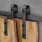 Systém dvojitých bypass posuvných dveří z oceli, pro dvoukřídlé dveře do 100 kg, délka 2 metry, černá barva, montáž na stěnu