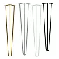 Quattro gambe da tavolo decorative in metallo a forcina da tre barre spesse 12 mm, altezza 71 cm, colore nero, grigio, oro o bianco