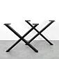 Pied de table en métal robuste, élégant et minimaliste en forme de X, en acier, couleur noire, hauteur 71 cm, largeur 82 cm, lot de 2 pcs