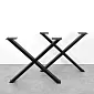 Robust, stilfuldt og minimalistisk X-formet metalbordben af stål, sort farve, højde 71 cm, bredde 82 cm, sæt med 2 stk.
