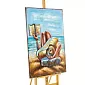 3D-Metallgemälde, Mädchen am Strand mit Buch, 120x80 cm